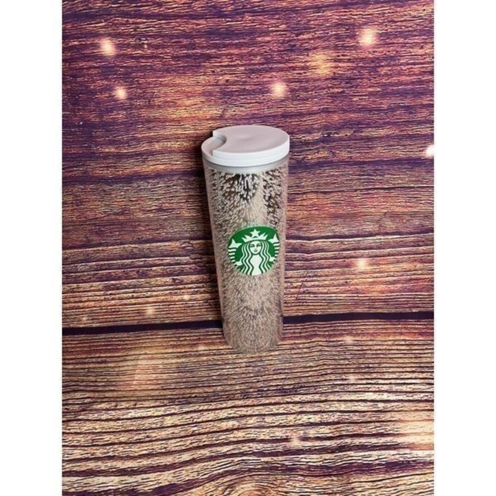 Starbucks Silver White Glitter Cold Cup Tumbler Acrylic Double Wall Travel Mug